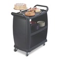 Carts | Boardwalk CC2036BW03 18 in. x 36.25 in. x 38 in. 300 lb Capacity Plastic Bussing Cart with 3 Shelves - Black image number 4