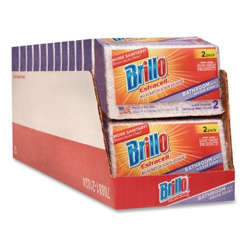 Brillo 21024 Estracell 4.5 in. x 2.75 in. Bathroom Sponge - Purple/White (12/Carton)
