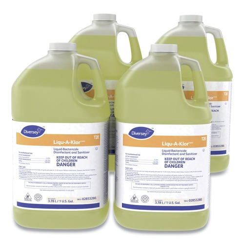 Disinfecting & Cleaning Solutions | Diversey Care 02853280. 1 Gallon Bottle Liqu-A-Klor Disinfectant/Sanitizer (4/Carton) image number 0
