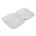 Food Containers & Lids | Eco-Products EP-HC93NFA Vanguard 9 in. x 9 in. x 3 in. 3-Compartment Renewable and Compostable Sugarcane Clamshells - White (200/Carton) image number 2