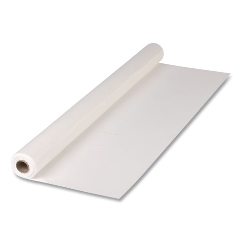 Table Covers & Skirts | Hoffmaster 113000 40 in. x 100 ft. Plastic Roll Tablecover - White (1-Roll) image number 0