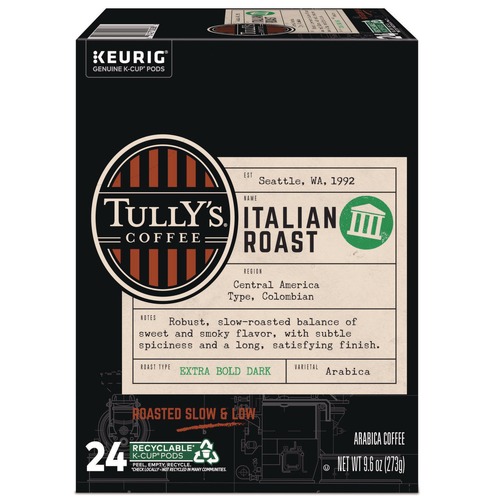 Coffee - Caffeinated | Tully's Coffee 5000330029 Coffee K-Cups - Italian Roast (24/Box) image number 0