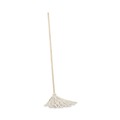 Mops | Boardwalk BWK112C Handle/Deck Mops with No. 12 Head and 48 in. Handle - White Cotton Head/Natural Wood Handle (6/Pack) image number 2