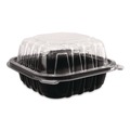 Perforated Roll & Hand Towels | Karat FP-PHC66PP-1C Polypropylene Plastic Hinged Container 6 x 6 x 3 Black/Clear Plastic 50/Pack 6 Packs/Carton image number 5