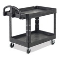 Carts | Rubbermaid Commercial FG452088BLA 25.9 in. x 45.2 in. x 32.2 in. 500 lbs. Capacity 2 Lipped Shelves Heavy-Duty Plastic Utility Cart - Black image number 2