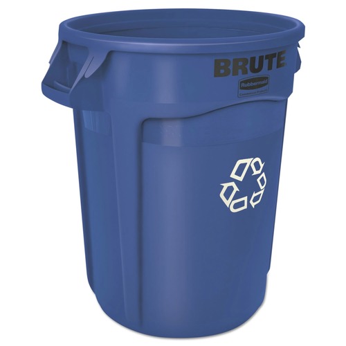 Indoor Waste Receptacles | Rubbermaid Commercial FG263273BLUE Brute 32 Gallon Polyethylene Recycling Container - Blue image number 0