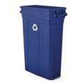 Indoor Waste Receptacles | Suncast Commercial TCNH2030BLR 23-Gallon Plastic Resin Slim Recycling Trash Can - Blue/White image number 1