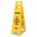 Signs | Rubbermaid Commercial FG611477YEL 12 in. x 16 in. x 38 in. 4-Sided Caution Wet Floor Sign - Yellow image number 0