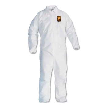 CLEANING CLOTHS AND WIPES | Ansell KCC 44313 A40 Elastic-Cuff and Ankles Coveralls - Large, White (25/Carton)