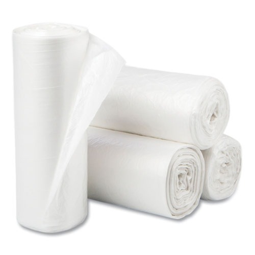 High-Density Trash Bags | Inteplast Group EC2424N High-Density 10 gal. 5 microns Commercial Can Liners - Natural (50 Bags/Roll, 20 Rolls/Carton) image number 0