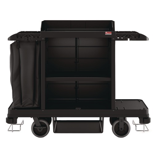 Perforated Roll & Hand Towels | Suncast Commercial HKC1000 24 in. x 62.13 in. x 49.75 in. 1 Shelf Plastic Standard Housekeeping Cart - Black image number 0