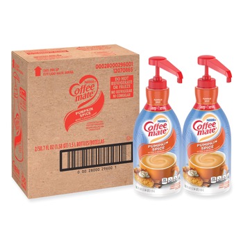 Coffee-Mate 12308725 1.5 Liter Pump Bottle Liquid Coffee Creamer - Pumpkin Spice (2/Carton)