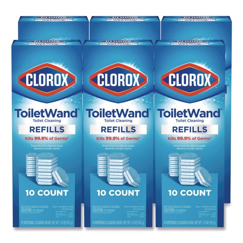 Toilet Brushes | Clorox CLO31620 ToiletWand Disinfecting Refill Heads - Blue/White (6 Packs/Carton) image number 0