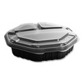 Food Containers & Lids | SOLO 809014-PP94 OctaView 9.55 in. x 9.1 in. x 2.4 in. 38 oz. 3-Compartment Plastic Hinged-Lid Hot Food Containers - Black/Clear (100/Carton) image number 3