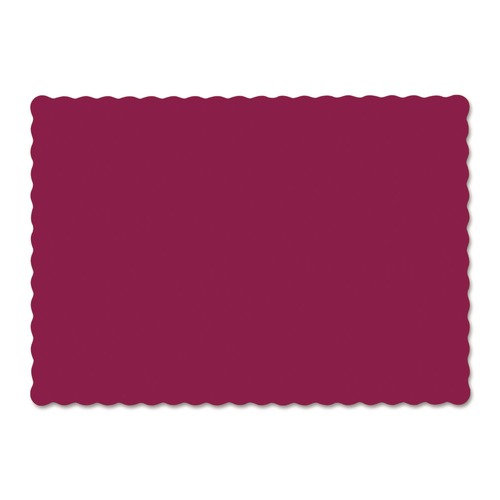 Placemats | Hoffmaster 310524 9.5 x 13.5 Solid Color Scalloped Edge Placemats - Burgundy (1000/Carton) image number 0