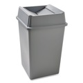 Indoor Waste Receptacles | Rubbermaid Commercial FG395800GRAY 35 gal. Plastic Untouchable Square Waste Receptacle - Gray image number 1