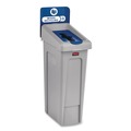 Indoor Waste Receptacles | Rubbermaid Commercial 2185055 Slim Jim Recycling Station Kit 1-Stream Mixed Recycling 23 gal Plastic Gray/Blue image number 1