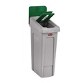 Indoor Waste Receptacles | Rubbermaid Commercial 2185054 Slim Jim Recycling Station Kit 1-Stream Paper 23 gal Plastic Green/Gray image number 2