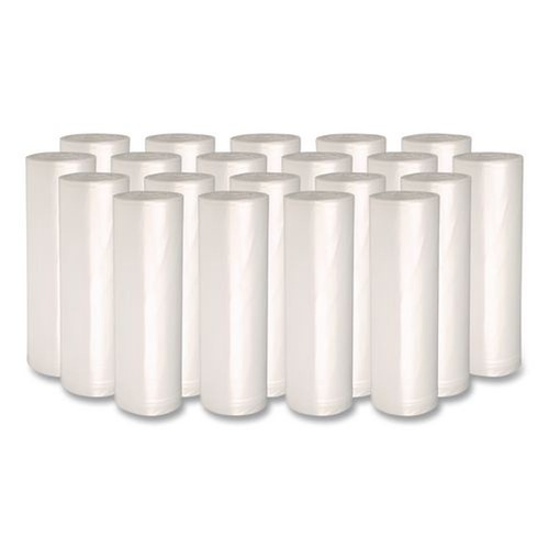 High-Density Trash Bags | Boardwalk Z4824RNKR01 10 Gallon 6 mic 24 in. x 23 in. Perforated Roll High-Density Can Liners - Natural (50 Bags/Roll, 20 Rolls/Carton) image number 0