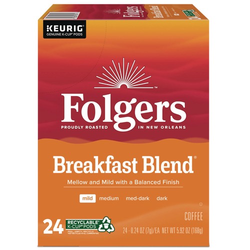 Coffee - Caffeinated | Folgers 5000370677 Coffee K-Cups - Breakfast Blend (24/Box) image number 0
