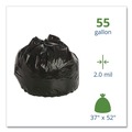 Low-Density Trash Bags | Stout by Envision P3752K20 37 in. x 52 in. 55-Gallon 2 mil. Insect-Repellent Trash Bags - Black (65/Box) image number 2