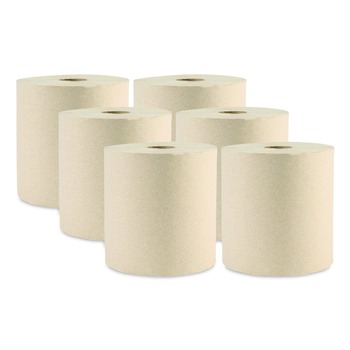 PERFORATED ROLL AND HAND TOWELS | Boardwalk WPBWK32GREEN 1-Ply 8 in. x 800 ft. Green Xtra Roll Towels - Natural (6 Rolls/Carton)