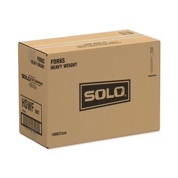 SOLO HSWF-0007 Impress Heavyweight Full-Length Polystyrene Plastic Cutlery Fork - White (1000/Carton)
