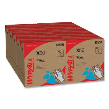 WypAll 83550 X50 9-1/10 in. x 12-1/2 in. Cloth Pop-Up Box - White (176/Box 10 Boxes/Carton)