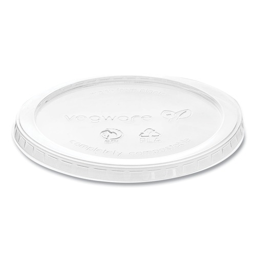 Food Containers & Lids | Vegware VDC-120H 8 oz. to 32 oz. Compostable Plastic Round Deli Pot Lids (500/Carton) image number 0