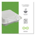 Food Containers & Lids | Eco-Products EP-HC91NFA Vanguard 9 in. x 9 in. x 3 in. 1-Compartment Renewable and Compostable Sugarcane Clamshells - White (200/Carton) image number 8