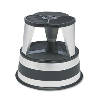 Cramer 100101 Kik-Step 16 in. Diameter x 14.25 in. Height 2-Step Stool - Silvertone