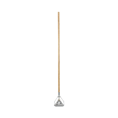 Mop Handles | Boardwalk BWK601 Quick Change 0.88 in. Diameter x 54 in. Metal Head Wooden Mop Handle - Junior, Natural image number 0