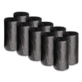 Low-Density Trash Bags | Boardwalk H4823RKKR01 10 Gallon 0.35 mil 24 in. x 23 in. Perforated Roll Low-Density Waste Can Liners - Black (50 Bags/Roll, 10 Rolls/Carton) image number 0