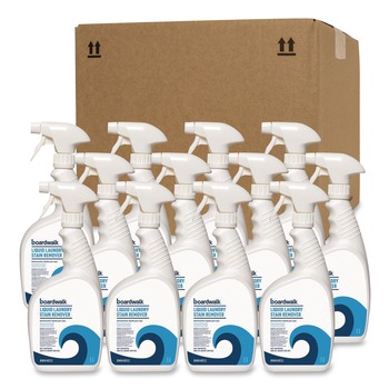 STAIN REMOVERS | Boardwalk BWK4852 32 oz Liquid Laundry Stain Remover - Fresh and Clean Scent (6/Carton)
