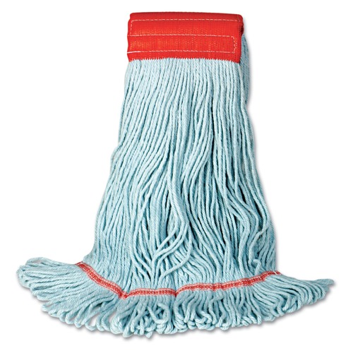 Mop Heads | Boardwalk BWK1400MEA Synthetic/Cotton EchoMop with Looped-End Wet Head - Medium, Blue image number 0