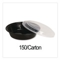 Food Containers & Lids | GEN FCPP-BC-16RND 6.29 in. x 6.29 in. x 1.96 in. 16 oz. Plastic Microwavable Food Container with Lid - Round Black/Clear (150/Carton) image number 3