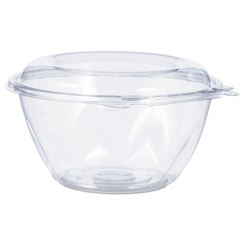 SMALLWARES | Dart CTR32BD 7 in. x 3.4 in. 32 oz. Tamper-Resistant Plastic Bowls with Dome Lid - Clear (150/Carton)