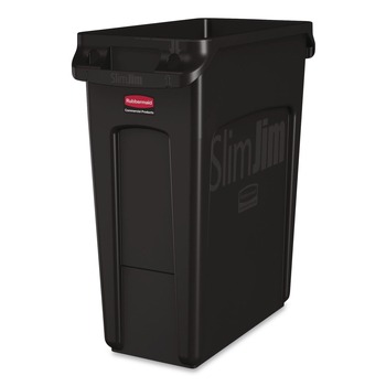 Rubbermaid Commercial 1955959 16 Gallon Slim Jim with Venting Channels - Plastic, Black