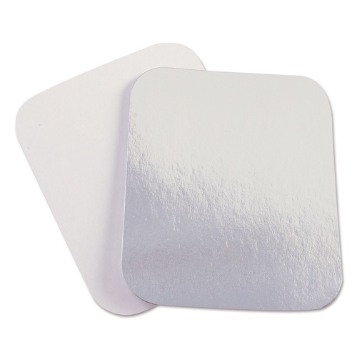 Food Containers & Lids | Handi-Foil 2060L 7 in. x 5 in. Laminated Aluminum Board Lid - Silver/White (500/Carton) image number 0