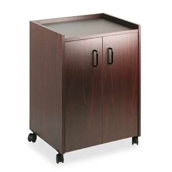 REFRESHMENT STATIONS | Safco 8953MH 23 in. x 18 in. x 31 in. 3 Shelves Engineered Wood Mobile Refreshment Center - Mahogany
