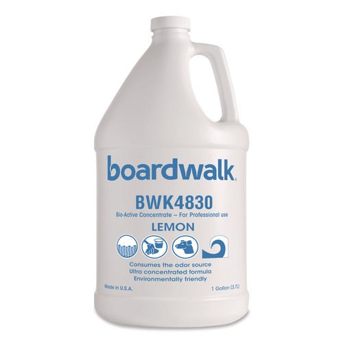 Air Fresheners & Odor Eliminators | Boardwalk 105G-P-000I004M-22-21430 1-Gallon Jug Odor Eliminator Enzyme Plus Concentrate - Lemon Scent (4/Carton) image number 0