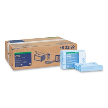 Tork 192292 11.75 in. x 14.75 in. 1-Ply Small Pack Foodservice Cloth - Unscented/Blue/Blue Stripe (4/Carton)
