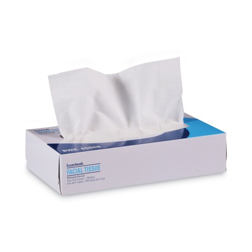 Facial Tissues | Boardwalk BWK6500B 2-Ply Office Packs Facial Tissue Flat Box - White (30/Carton) image number 0