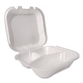 Food Containers & Lids | Plastifar 10393 8.56 in. x 8 in. x 2.76 in. 3-Compartment Foam Hinged Lid Containers - White (200/Carton) image number 1