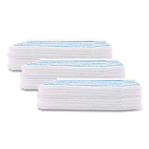 Floor Dusters & Accessories | Rubbermaid Commercial HYGEN 2134282 4.75 x 19 Disposable Microfiber Pad - White/Blue Stripes (3/Carton) image number 0