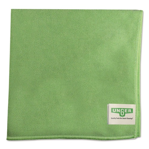 Cleaning Cloths & Wipes | Unger MF400 16 in. x 15 in. SmartColor Microfiber MicroWipes - Green (10/Pack) image number 0