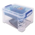 Office Boxes & Bins | Advantus 37375 5 Sections 7.5 in. x 10.13 in. x 6.5 in. Super Stacker Divided Storage Box - Clear/Blue image number 2