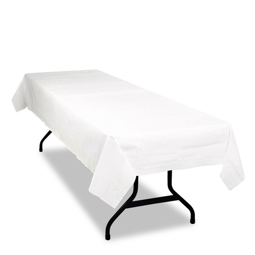 Table Covers & Skirts | Tablemate TBLPT549-WH 54 in. x 108 in. Table Set Poly Tissue Table Cover - White (6/Pack) image number 0