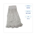 Mop Heads | Boardwalk BWK524R 24 oz. Pro Loop Web/Tailband Premium Saddleback Rayon Mop Head - White (12/Carton) image number 4