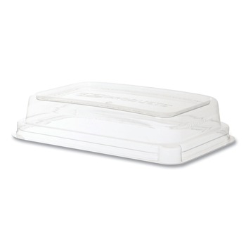 Eco-Products EP-SCRC16LID WorldView 7.5 in. x 5 in. x 1.6 in. Plastic 100 Percent Recycled Content Lid - Clear (400/Carton)